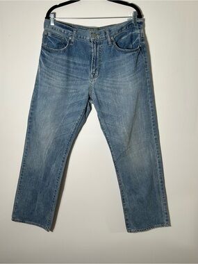 American Eagle Relaxed Straight Jeans Mens Tag Size 34X30 Distressed Blue Denim